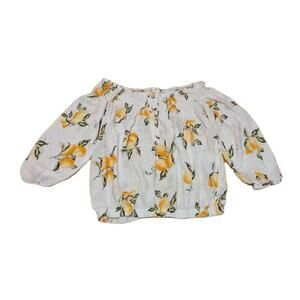 Socialite White Puff Sleeve Blouse Lemon Coquette Off Shoulder Size M